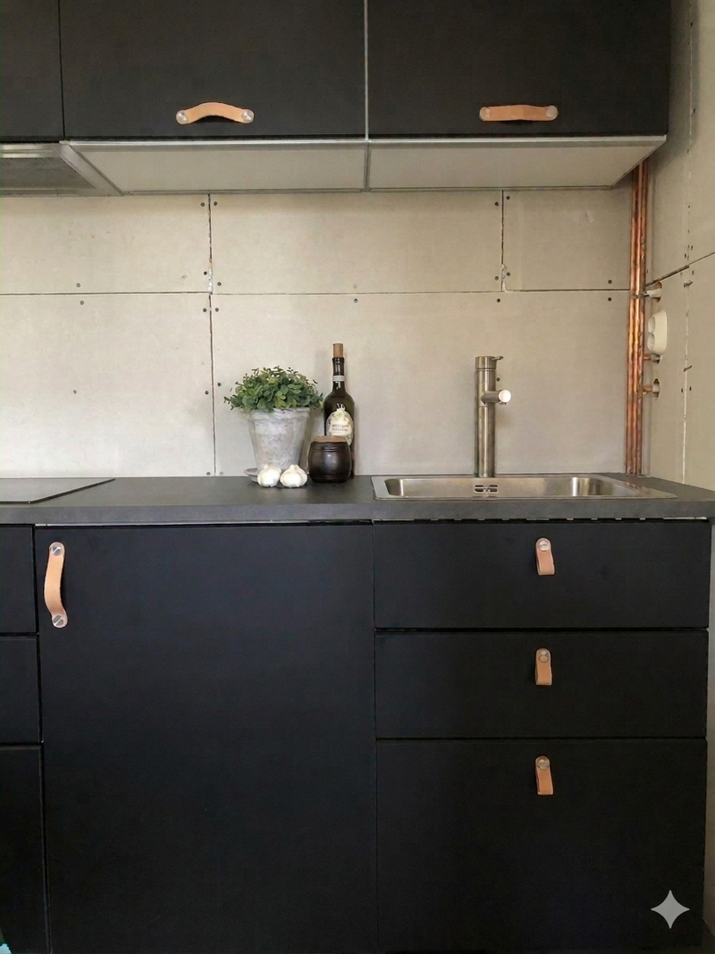 Renovering i svart microcement – obehandlad vägg
