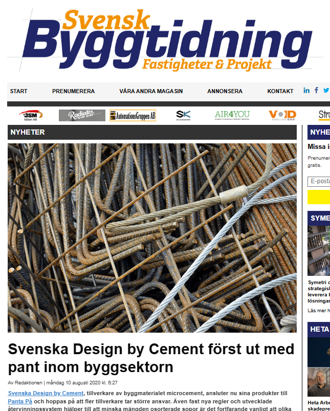 Miljövänliga Designbycement erbjuder pant