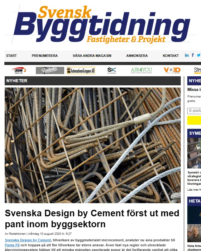 Miljövänliga Designbycement erbjuder pant