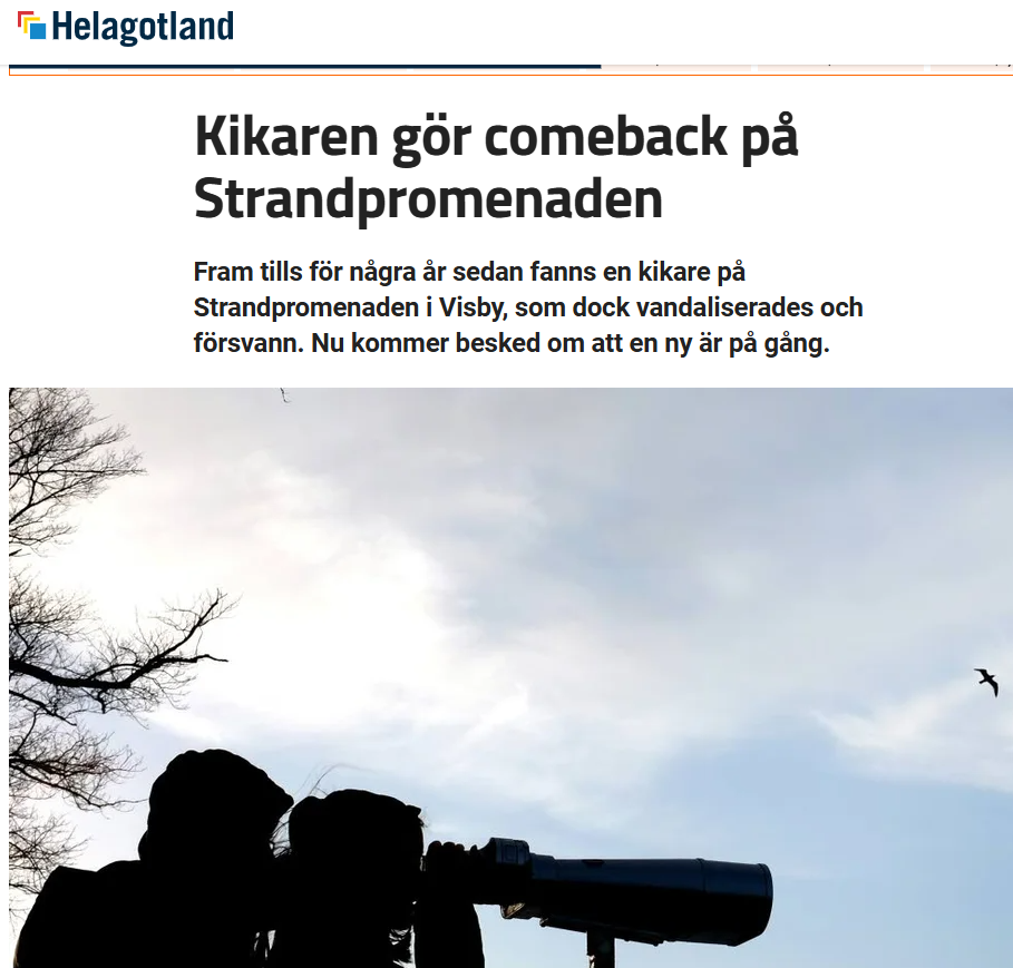 HelaGotland skriver om kikaren designbycement sponsrade