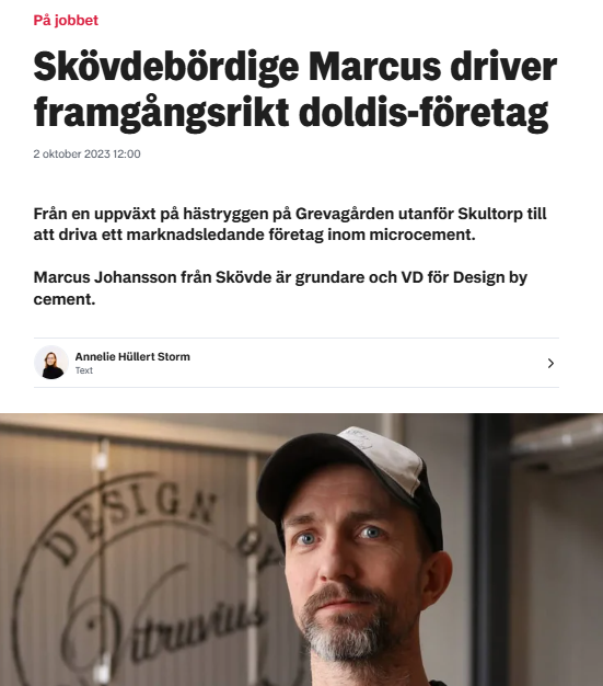 Skövde nyhter skriver om Designbycement